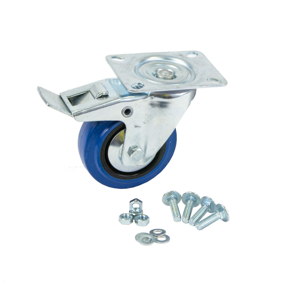 Blue Wheel With Brake, Incl. Screw Set